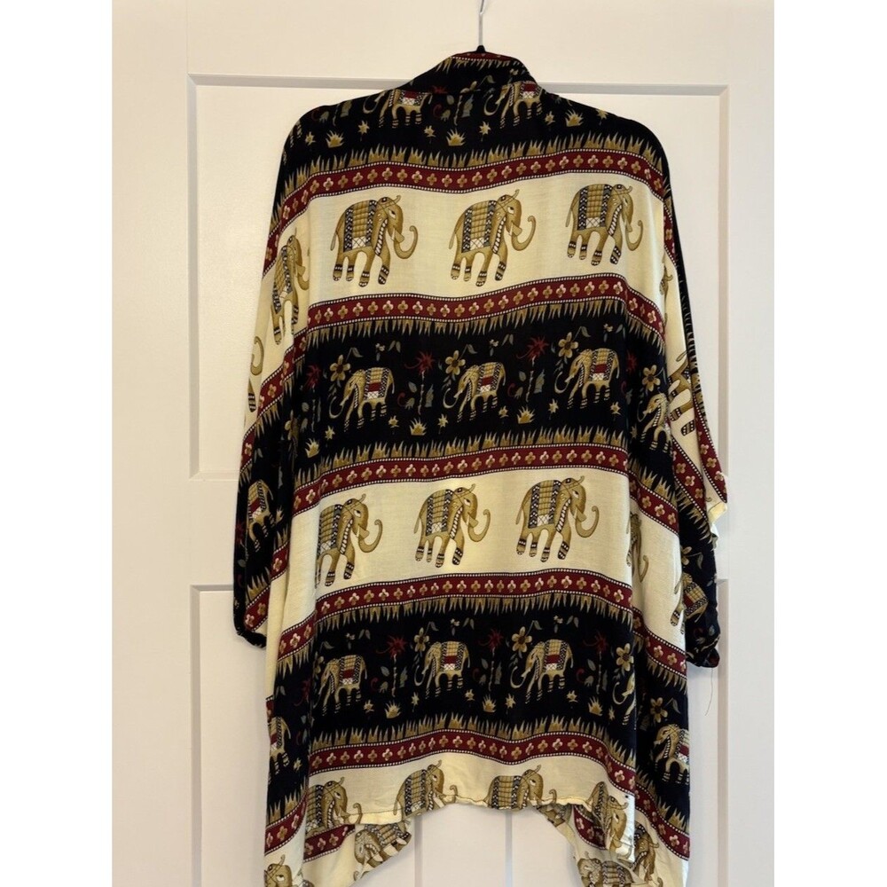 Harem Pants Elephant Bliss Kimono Cardigan in Black Unisex - Flaw - Picture 2 of 4